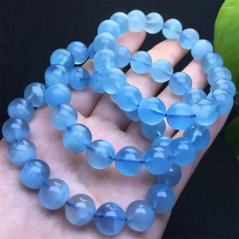 Link Armbänder 10 mm natürliches Aquamarinarmband Mode Crystal Quarz Edelstein Schmuck Reiki Heilung Geschenk für Frauen 1pcs