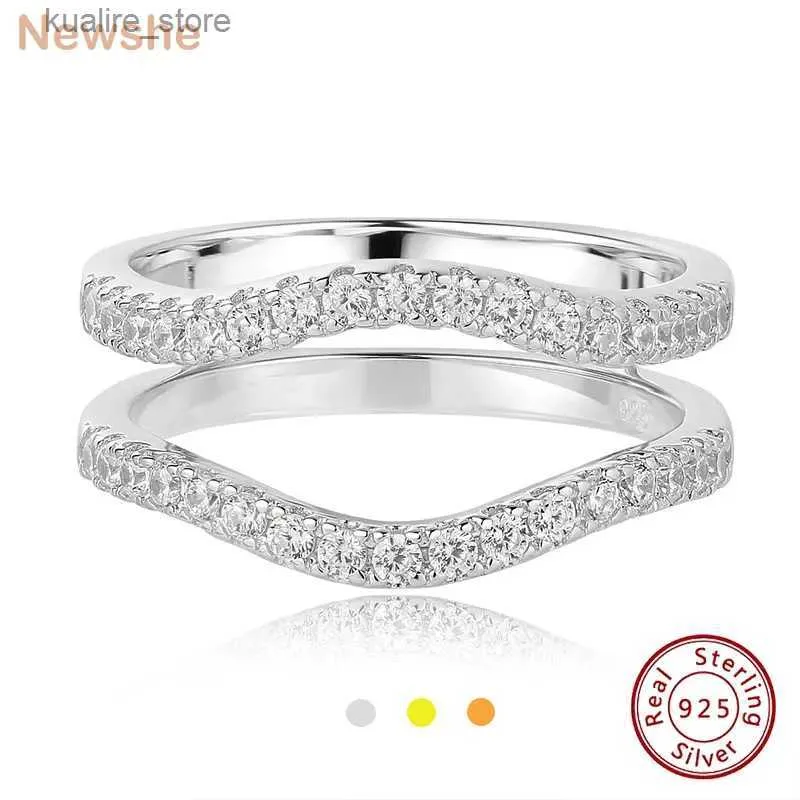 Anelli a grappolo NEWSHE Womens Ringelancers Guer Wedding Charged Wedding Band 925 Sterling Silver Cubic Zirconia Belilletti fine 5-10 L240402