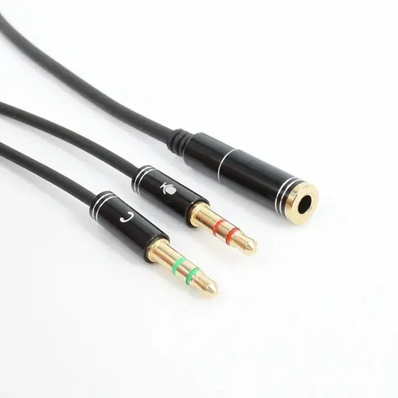 Fone de fone de fone de fone de ouvido fêmea de cabo para 2 machos de 3,5 mm Adaptador de salgadouro com cabo auxiliar de microfone para telefone MP3 AUX AUX
