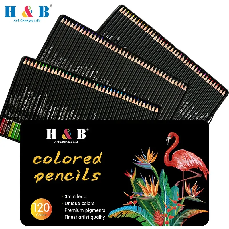 鉛筆72/120カラープロフェッショナルオイルカラーペンシルセットアイアンボックス色の色描画ペンシルラピスデカラースクールアート用品