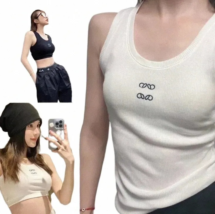 Padrão original O mesmo tanque feminino de bordado clássico Bordado feminino Camisole de luxo de luxo de luxo Pure Cott Suspenders t curto e1vq#