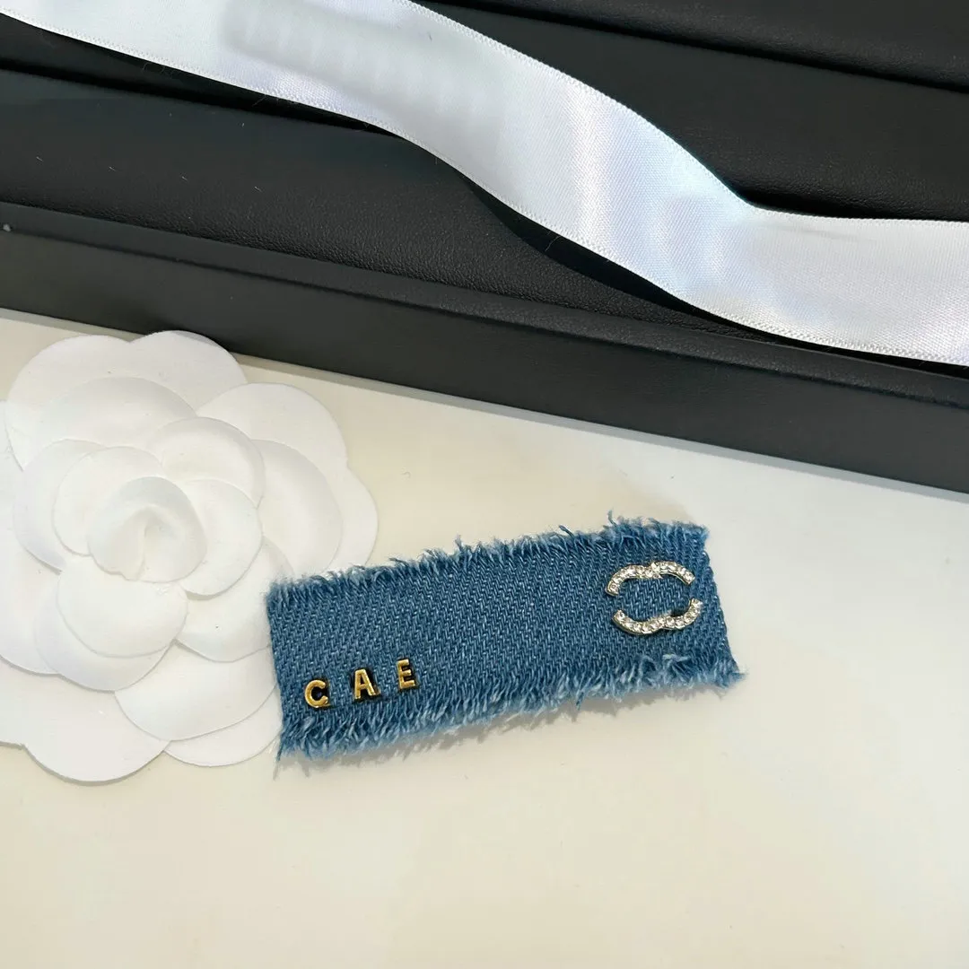 Carta de marca Denim Cañas de diseño para el cabello BB Cañada lateral para niñas Accesorios para el cabello del regalo