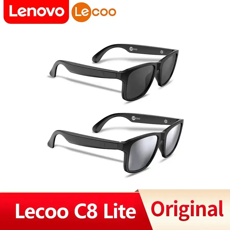 Lunettes de soleil Lenovo Lecoo C8 Lite Lite Smart Lune-Casites Wireless Bluetooth 5.3 Lunettes de soleil Écouteurs de sport extérieur appelant Music AntiBlue Eye