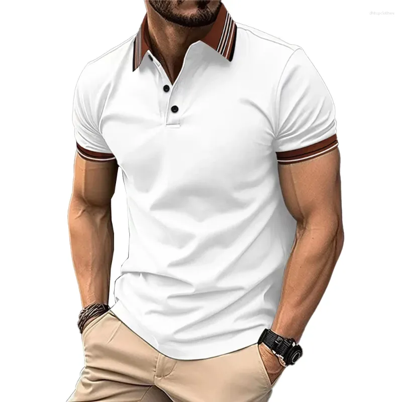 Camisas casuais de masculino Marca camiseta top top elegante de verão de verão férias confortáveis ​​diariamente moda lapela pescoço