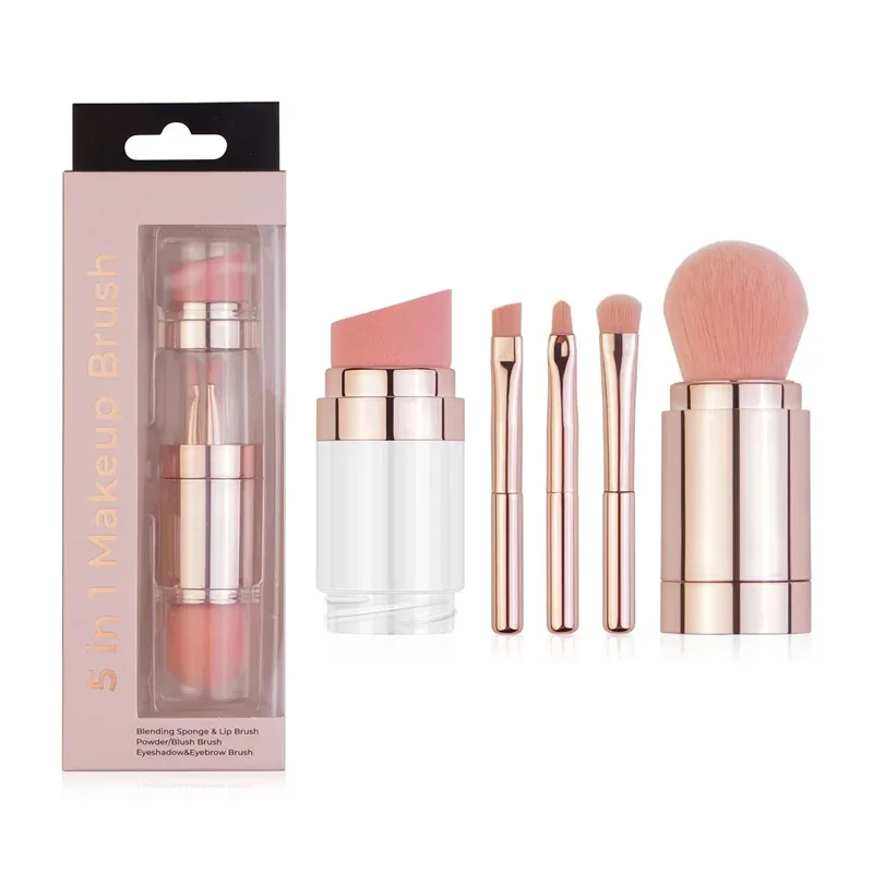 Pinsel 5 in 1 Einziehbare Make -up -Pinsel Set Foundation Augenbrauen Lippen Lidschatten Lose Pulver Kosmetik -Set Make -up Pinsel Beauty -Werkzeuge