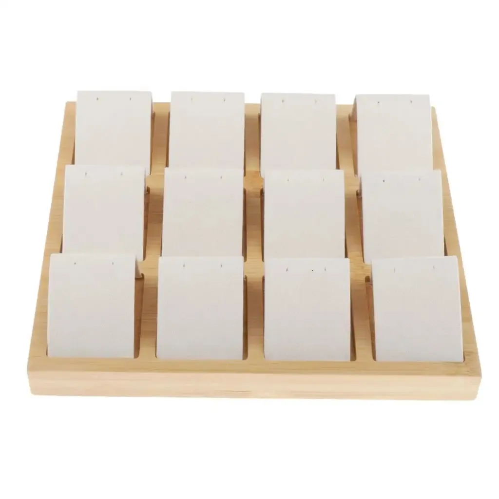 Коробка для хранения хранения ювелирных изделий Bamboo Деревянная стойка Элегантная бархатная кожаная версия многоразовых карт 2 цвета для CHO 240327