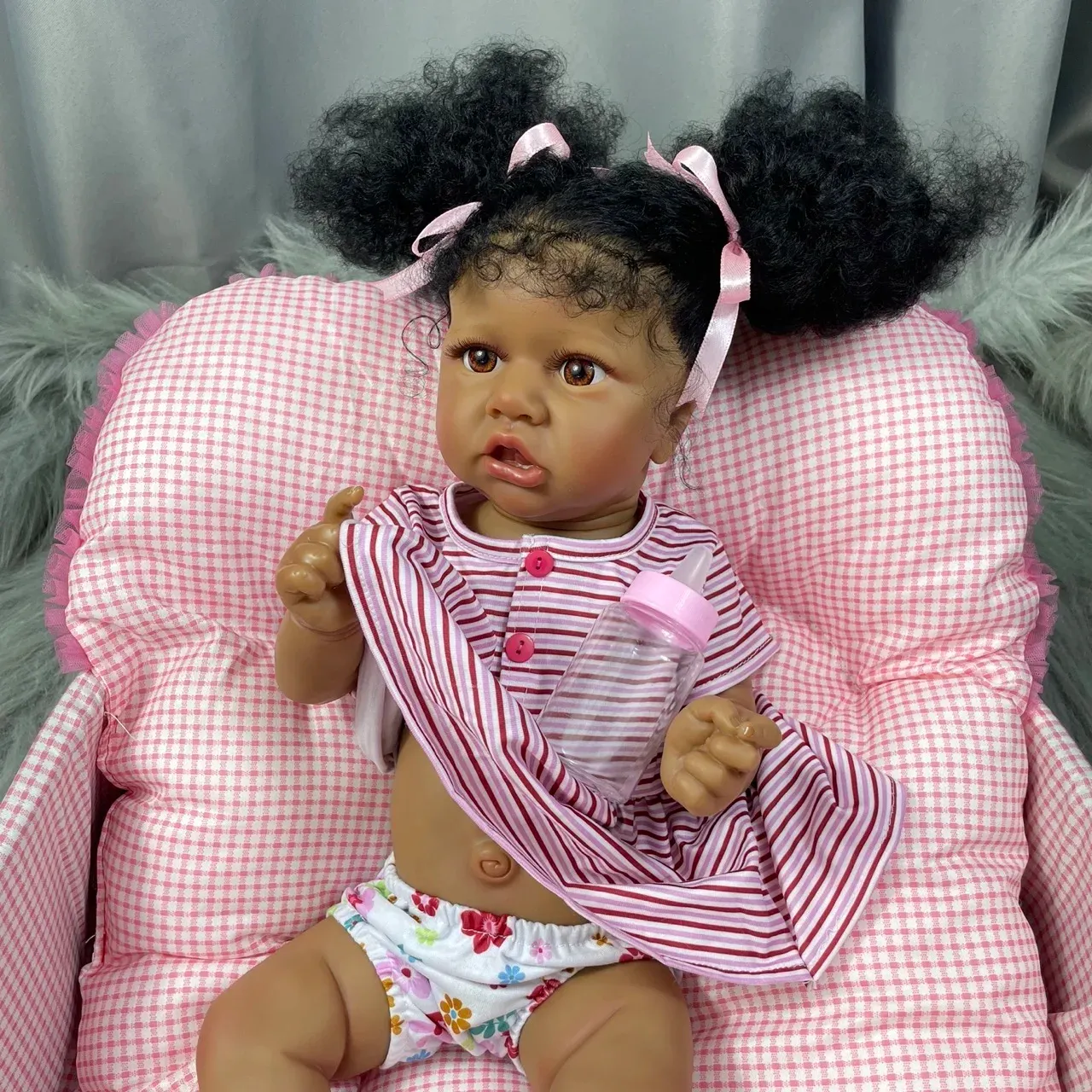 55CM Reborn Saskia African American Doll Full Vinyl From