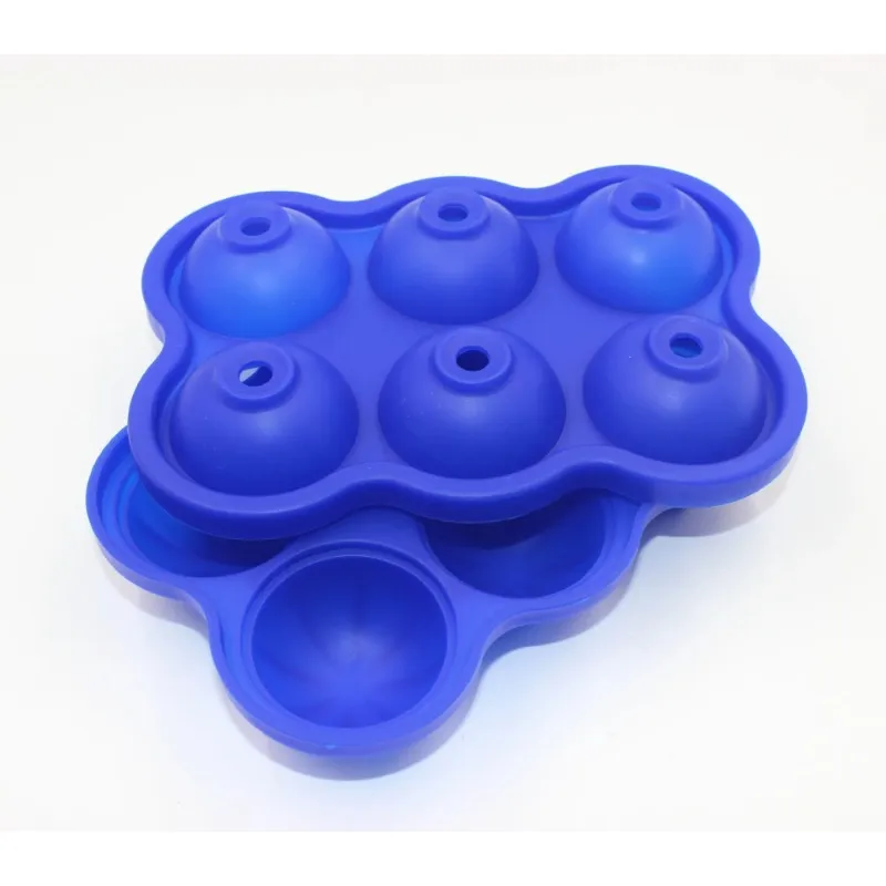 6 Holes 4.5cm Diameter Food Grade Soft Silicone Eco-Friendly Useful Homemade Ice Cube Tray Ball Maker Mold Cute Simple