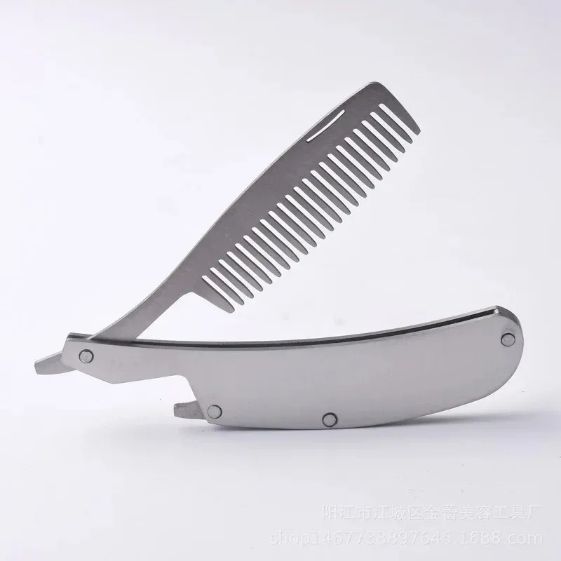 Pettine per capelli nuovi uomini dedicati in acciaio inossidabile pieghevole pieghevole set mini tascabile culo strumento di cura della barba comoda e usa la spazzola per capelli