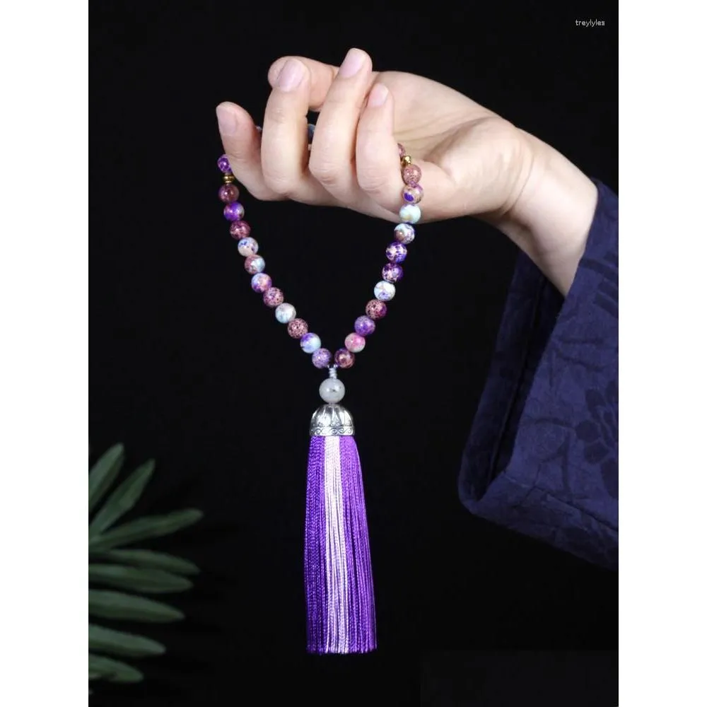 Beaded Strand 8mm Purple Emperor Stone Islamic Muslim Tasbih 33 Bead Armband Women Tasty Blessing Rosary Natural Semi-Erecious Jewel DH8A3