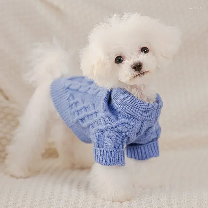 Hondenkleding Solide kleuren breien Pet Sweater voor katten herfst en winter kleine teddy kleding unisex warme overalls puppy kleding