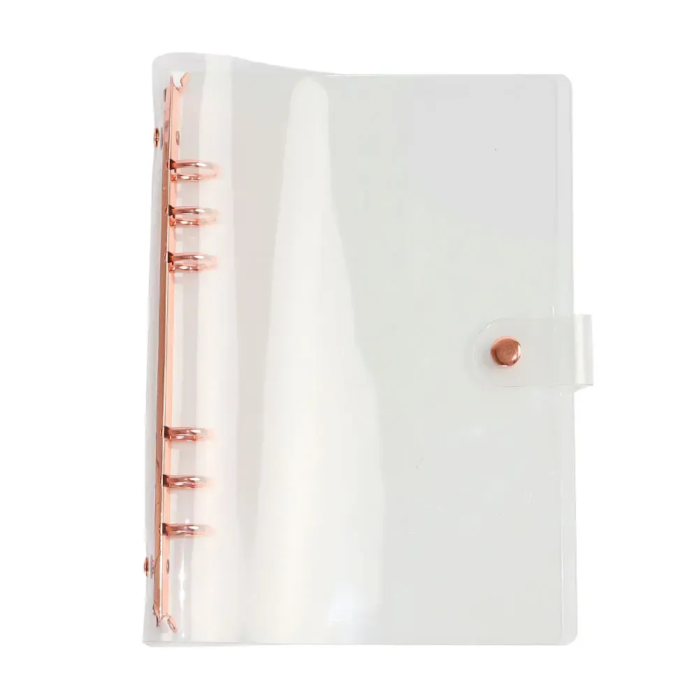 Notebooks box regalo imballaggio a foglie sciolte copertina planner trasparente oro rosa trasparente 6 anello a5 cover del legante