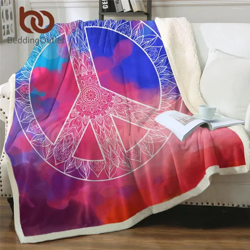 Coperte lettiera di pace hippie per letto colorato mandala floreale sherpa coperta acquerello peluche hipster