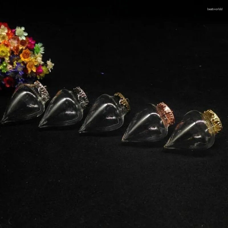 Colliers pendants 300sets / lot 38 15 mm Forme de goutte d'eau Globe Globe Base de fleurs Bijoux DIY RÉSULTATIONS COVER DE BOUTEILLE Collier de flacon