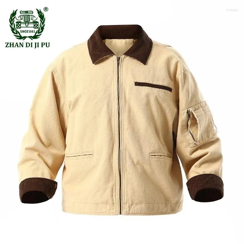 Vestes pour hommes veste de travail rétro d'automne pour hommes en coton lâche robe de moto lourd safari manteau printemps classic vintage codes village