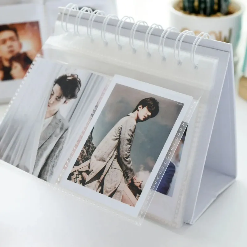 Album photo debout de bureau 3inch Mini Instax Polaroid Album de bureau Calendrier 68 Pocket KPOP Card Binder Holder