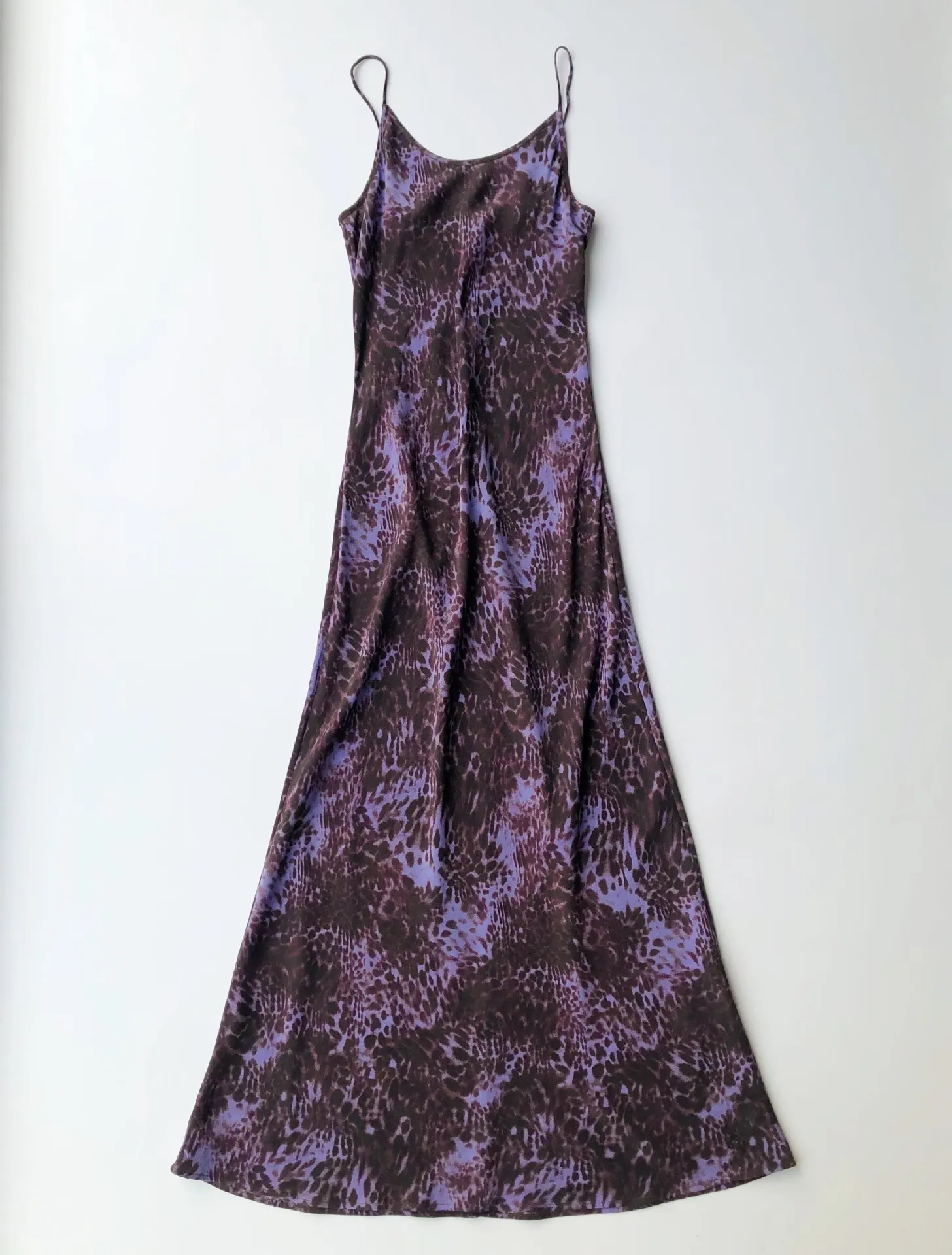 Women High Quality V Neckline Leopard 100% Silk Midi Strap Dress