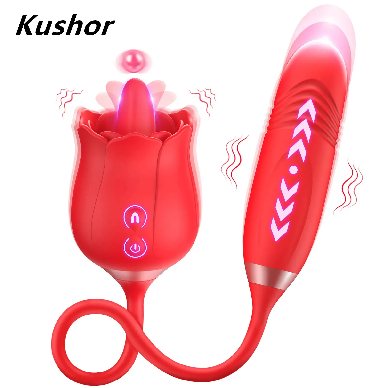 Rose Toy Dildo tryckande vibrator för kvinnor äggklitoris sucker stimulator tunga slickar vuxna varor suger sex leksaker kvinnlig 240312