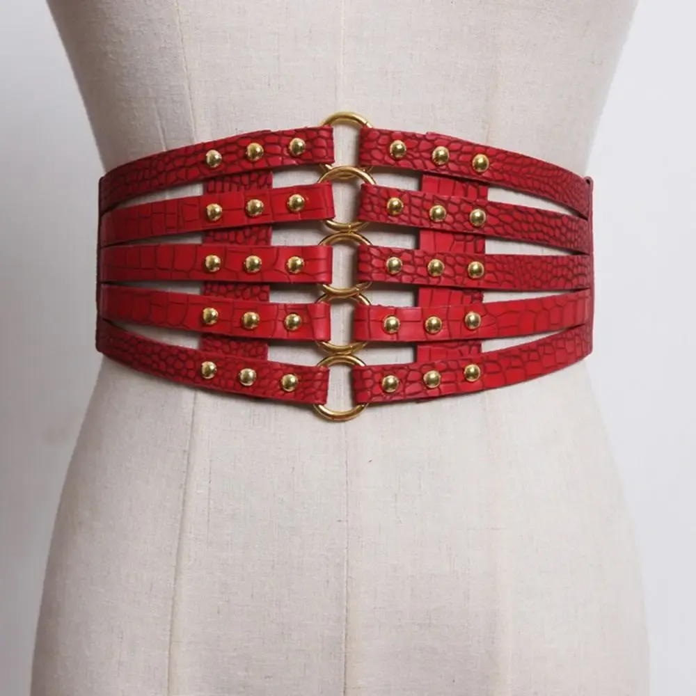 4472 Women’s Elastic Leather Wide Belt Vintage Stretch For Ladies Jeans CBGELRT Wide Leather Belt for Women Plus Size Elastic  main image 4