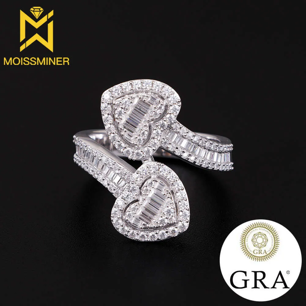 Size Moissanite Heart Rings for Women Sier Wedding Ring Finger Jewelry Men Pass Tester Free Shipping