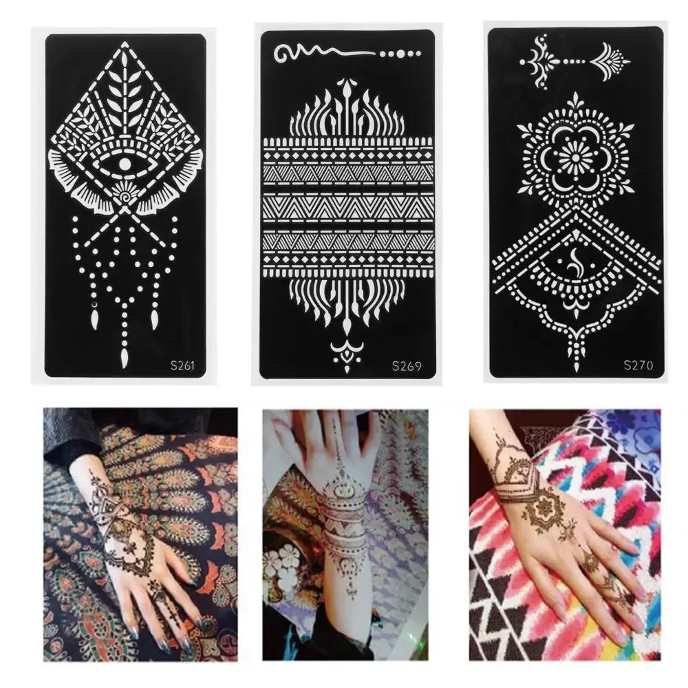 Tattoo Schablonen DIVAWOO 12 Blatt Teporäre Tattoos Schablone Set, Indischer  Arabischer Golecha Henna, image size:1000x1000