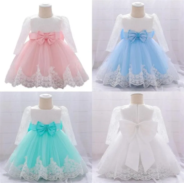 2021 Winterkleding Baby Girl Jurk Lange mouw 2 1e verjaardag jurk voor meisje Frock Party Princess Baptism Dress Infant Flower 3071386524