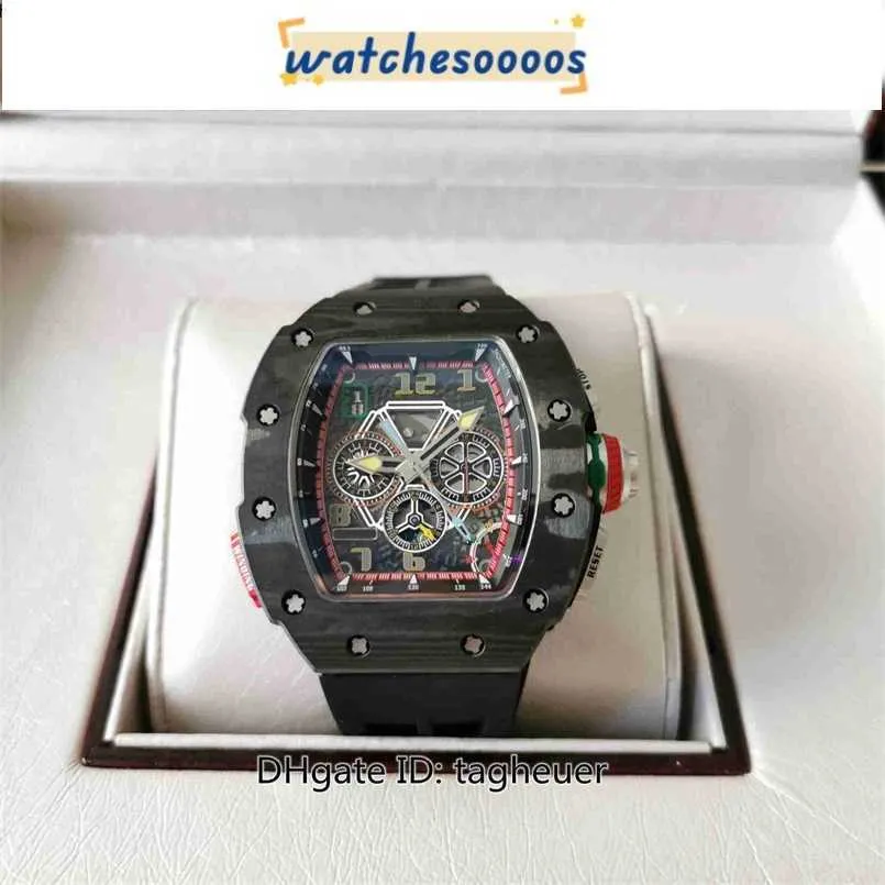 Orologi di lusso Meccanico Swiss Movve Ceramic Cinta di gomma Cingcio RMX Maker Super Quality 44mm x 50mm RM6501 Fibra di carbonio Scheletro Calrma