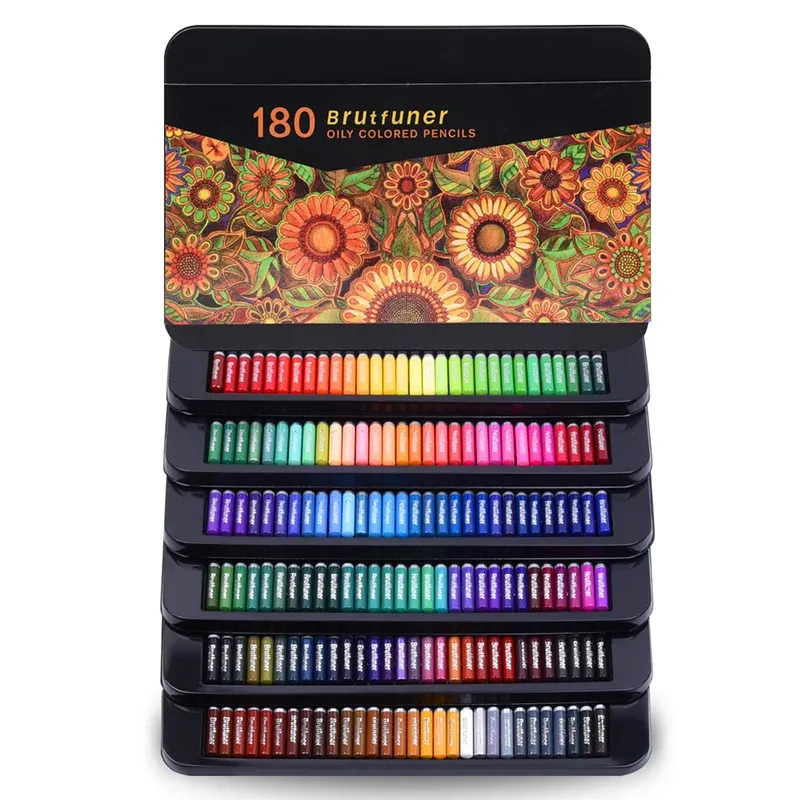 Ołówki Brutfuner Multicolour 180 Profesjonalny akwarela Kolor Kolor miękki olej drewniany do szkolnego szkicu materiały sztuki
