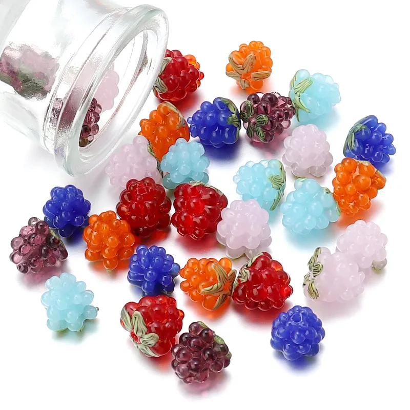 Raspberry Lampwork Glass Beads for Jewelry Making Fruit Grape DIY ...