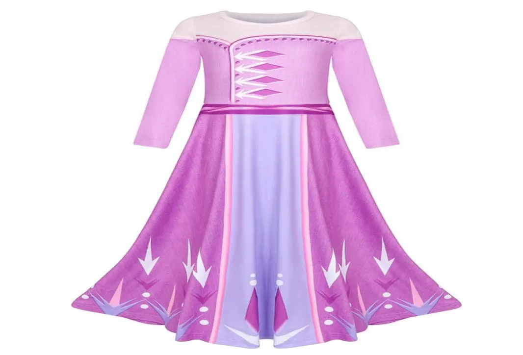 Frozen 2 abiti per ragazza in pizzo Princess Costume Carnival Christmas Children Elza Snow Queen Birthday Kid Up Tunic Disguise C3210340