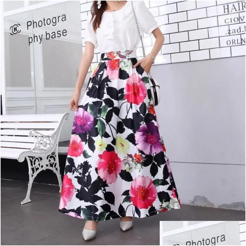 Skirts Fashion 2021 Women Clothes High Waist Floral Ankle Length Elegant Casual Ladies Bohemian Boho Women1 Drop Delivery Apparel Wom Dh0Ve