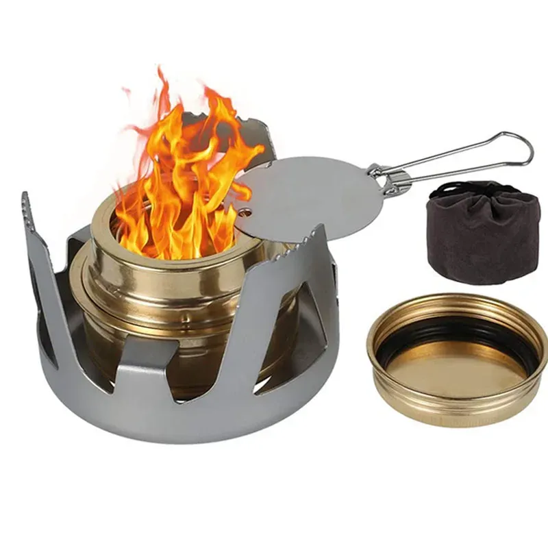 Supplies Portable Mini Alcohol Stove Burner Outdoor Ultralight Brass Camping Cooking Stove Outdoor Camping Backpacking Tourist Burner