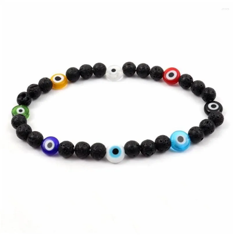 Pulseras de encanto Colorf Devils Oye Bracelet Men 2023 Moda Ancho simple 6 mm Bead mate para joyería PSERA PSERA Hombre Drop entrega dhjma