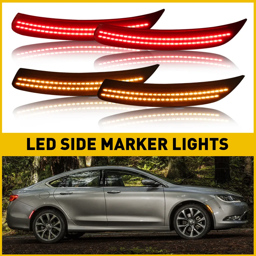 Amber Side Marker Light Set – Front Left & Right – Fits Chrysler 200 2015-2017 – G-PLUS