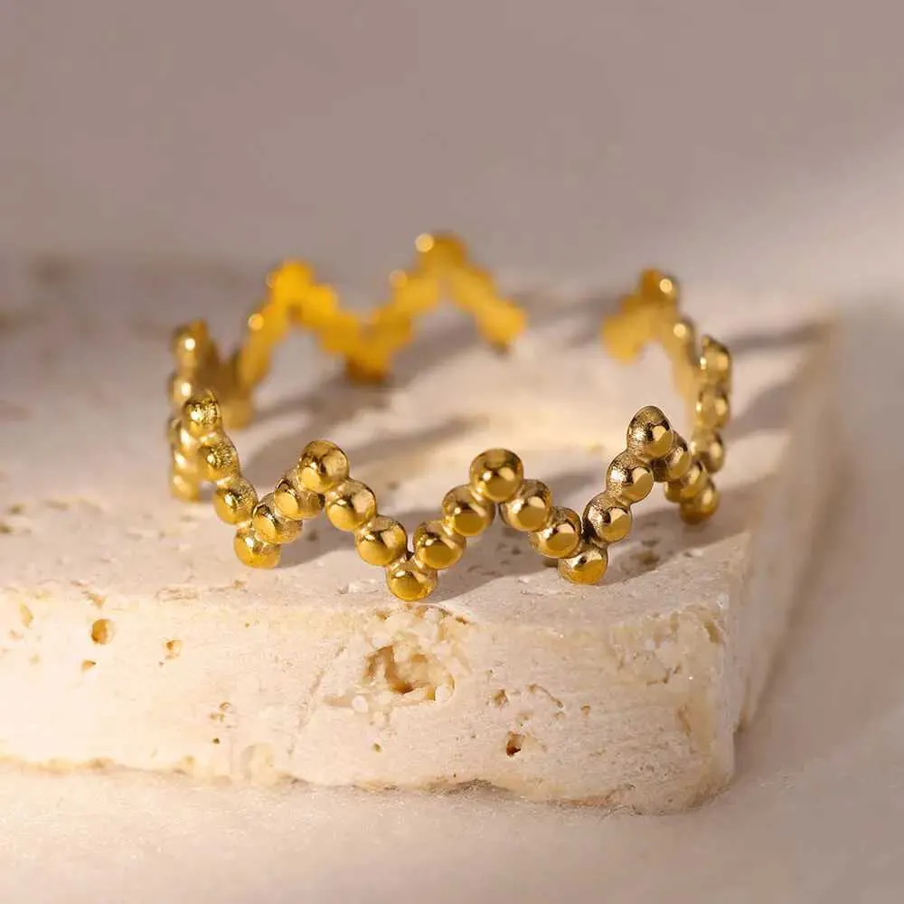 Bagues de mariage perles géométriques anneaux minimalistes pour les femmes