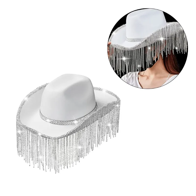 M2EA Rhinestones Cowgirl Hats Glitter Rave Cow Girl... From  display picture 1