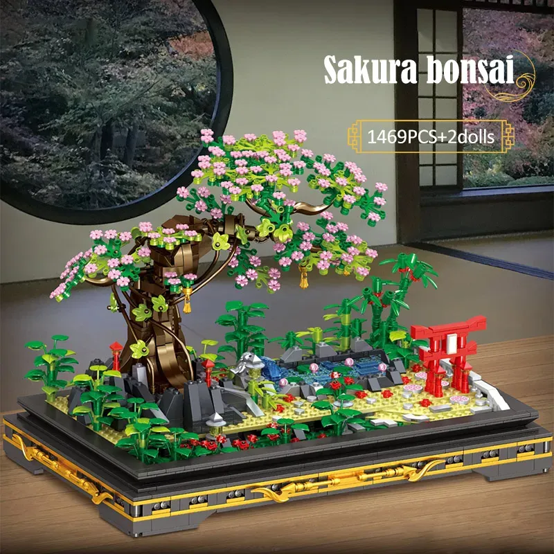 Sakura Flower Tree Micro blocks house Bonsai -...