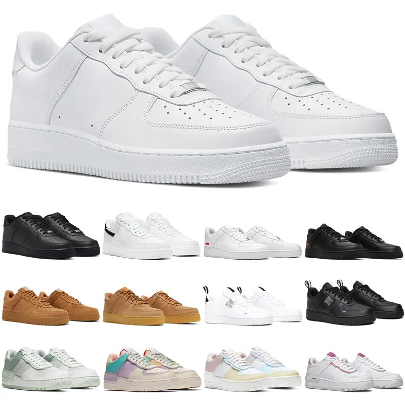 Designer hardloopschoenen mannen vrouwen 1 laag drievoudige witte zwarte vlas tarwe hulpprogramma Pale Ivory Spruce Aura Mens Trainers Platform Sports sneakers