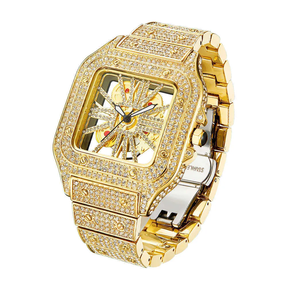 Luxury high quality MoissaniteDiamond Watch vvs Hip Hop Jewelry Customize Watch Luxury Moissanite Diamond Bust Down Watch For Men