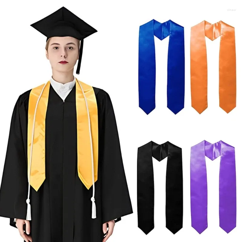 Écharpes d'études d'études à la graduation chague volée unisexe couleur solide de couleur longue classe de 2024 cérémonie de diplômée PO accessoires