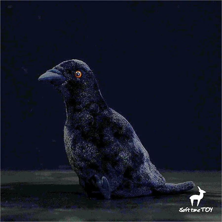 Crow Anime Cute Raven Plushie Corvus Corax Plush Toys Lifelike Animals Simulation Stuffed Doll Kawai Toy Gifts Kid 240321