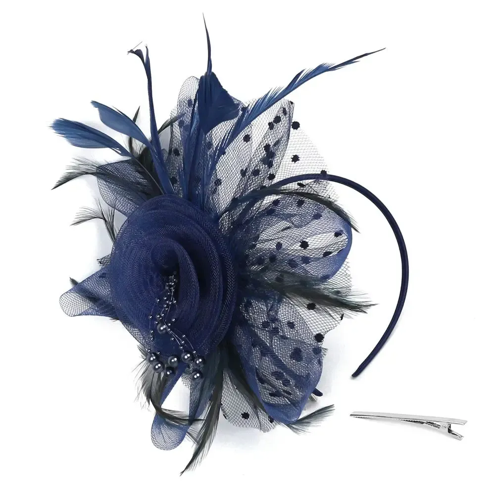 Saç Fascinators Kokteyl Düğün Çay Partisi Baş Bandı Tüyler Saç Klip Alice Head Band Clip Fascinator şapka