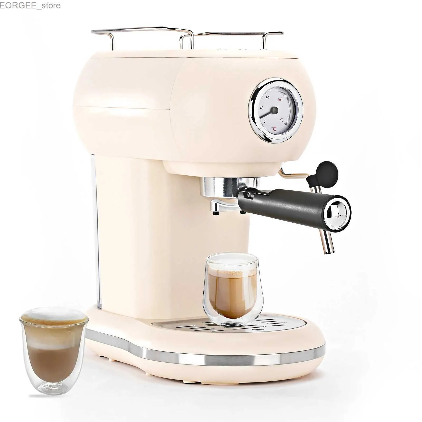 Makerzy kawy McIlpoog 15BAR Półoutomatyczna maszyna do espresso jest wyposażona w potężny silnik parowy i kompaktowy maszyn do espresso do cappuccinos lub latte Y2