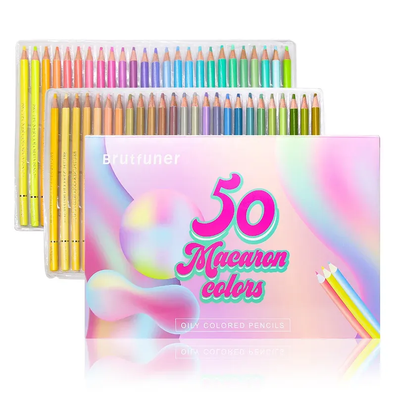 Potloden 50 kleuren Set Brutfuner Macaron Pencils Professional Draw Pastel Potlood voor studenten Oil gekleurde potlood kunst Schoolbenodigdheden