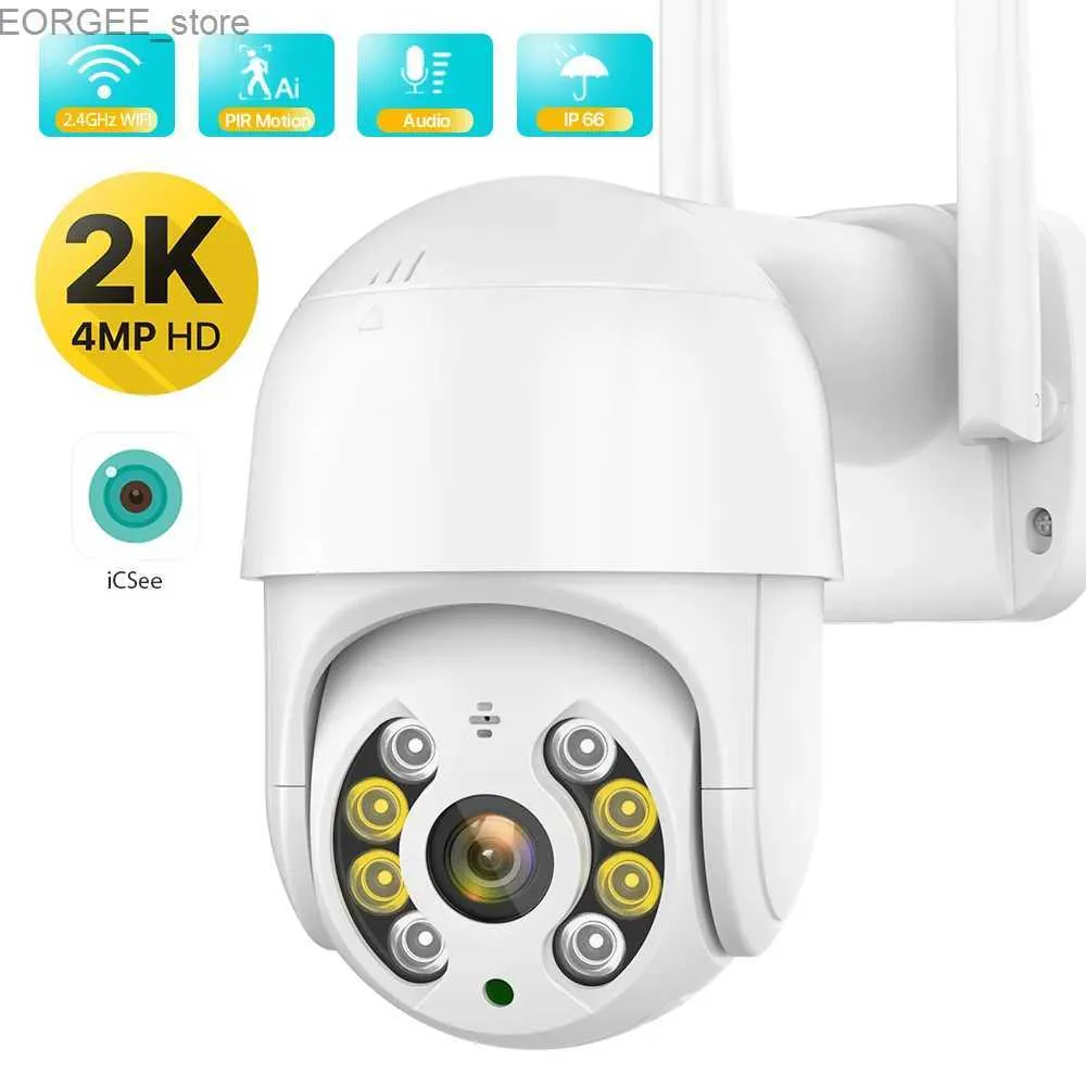 Andra CCTV -kameror 2K 4MP trådlös IP -kamera utomhus säkerhet WiFi PTZ Camera 2MP HD Auto Tracking Video Surveillance CCTV Camera P2P ICSEE APP Y240403