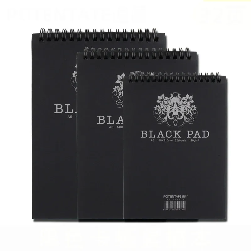 Wholesale Sketchbooks A4/A5 Black Paper Sketch Drawing Pad 32 Sheets 120GSM Spiral Bound