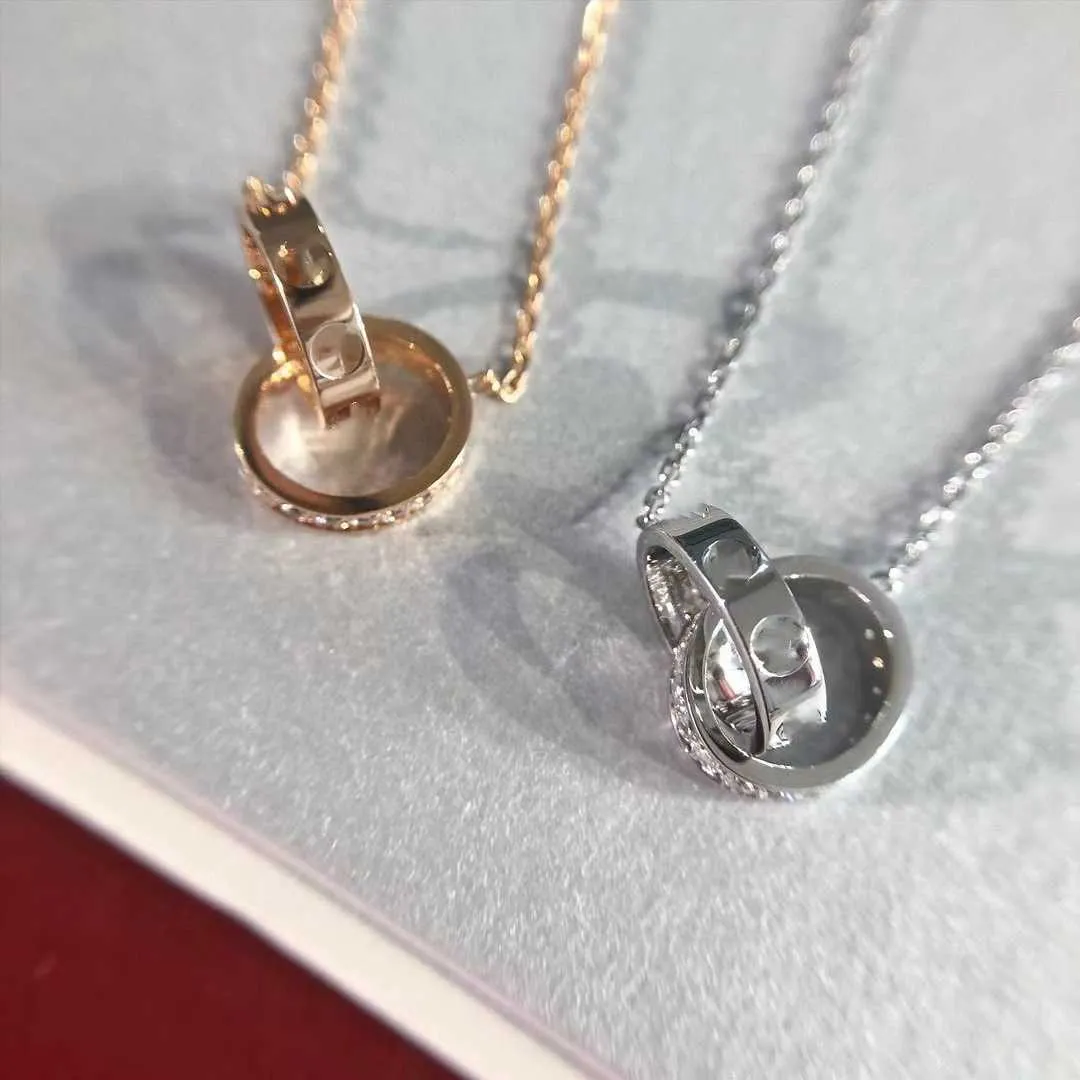 Classic Design Love Jewelry High Edition ketting verguld met 18K rosé goudgei Buckle Light Luxury Double Ring Collar Chain met logo