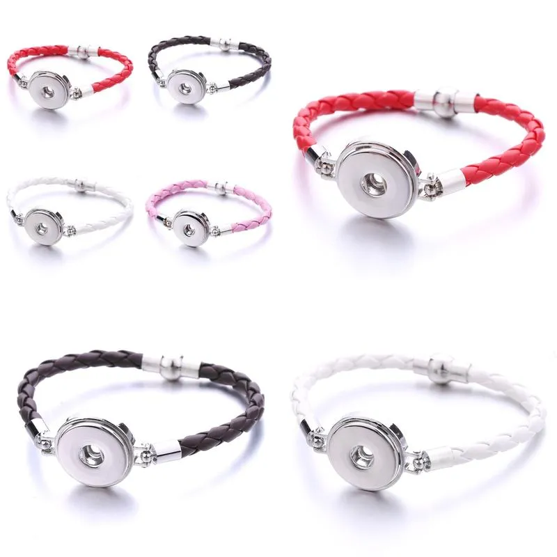 Bedelarmbanden mode Noosa Rivca snaps knop pu lederen kralen pas 18 mm snap knoppen mti kleur elastische streng kralen armband druppel d otqee