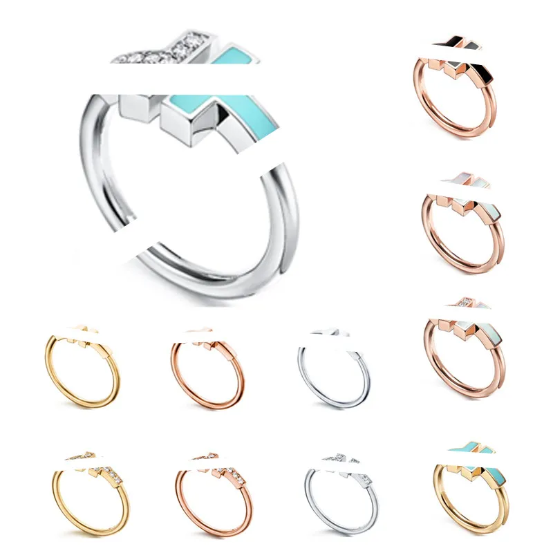 Anneaux de mariage de créateurs pour femmes Lettre de dons de bijoux de luxe T 925 Silver Ring Jewelry Gold Engagement Gift With Original Sacs