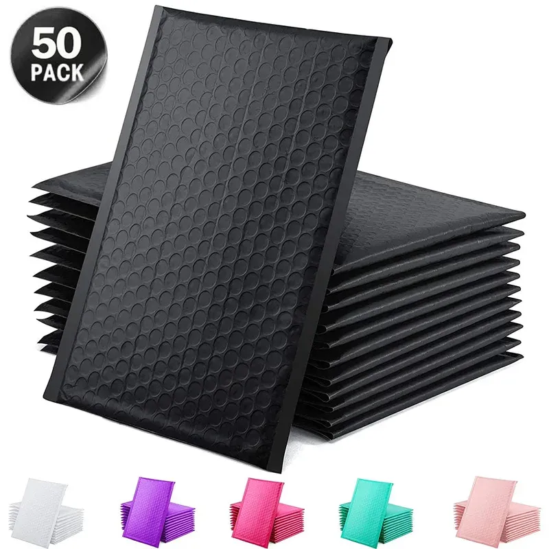 Mailers 50pcs Black Bubble Mailer Bubble Paramme imbottite Mailing Poly Poly per l'imballaggio SEIL SEIL SEID BUSCE BOBLE INCIDDING GREEN